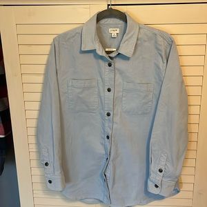 Corduroy Shacket in pale blue .